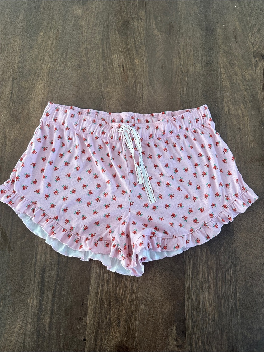 P.J. Salvage Pink Floral Lounge Shorts with Ruffle Trim